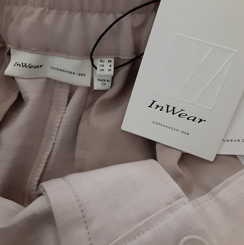 InWear blush pink wide leg belted trousers, women’s size Medium, NWT. - Picture 2 of 9